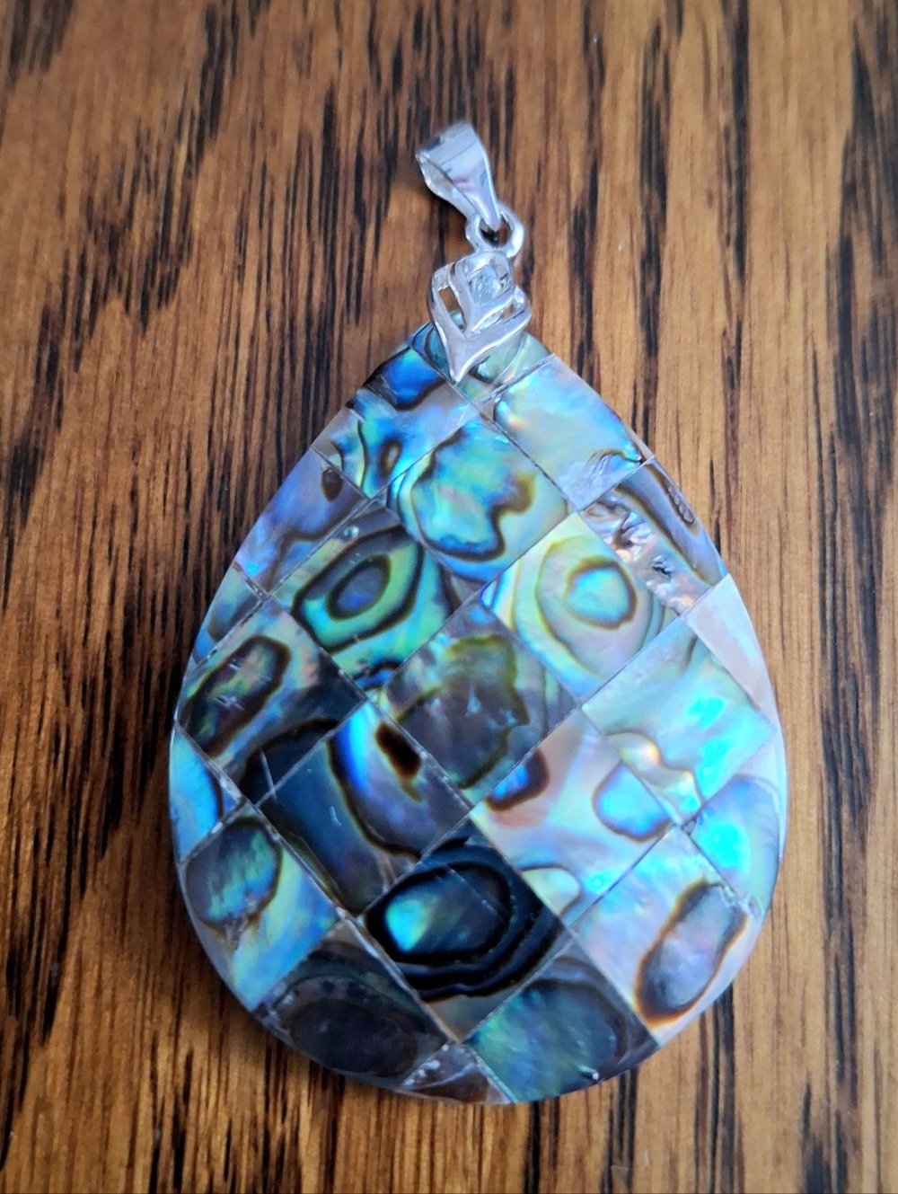 Pendant Abalone Shell Teardrop Handmade Sterling Silver